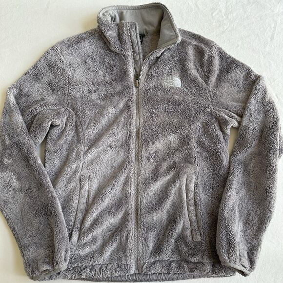 The North Face Osito 2 Jacket Womens Small Gray Fuzzy High Pile Fleece Full Zip - Picture 2 of 8